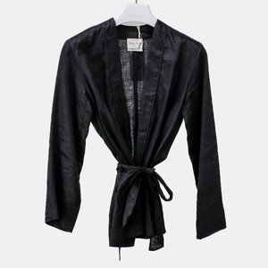 Forte_Forte Black Linen Front Tie My Jacket
